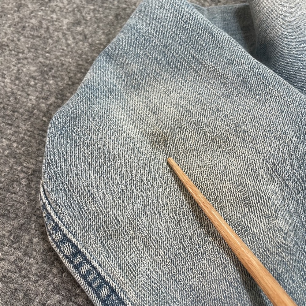 American Eagle Denim Bomber Jacket Size Small Striped Chambray Lightweight Layer - Picture 3 of 10